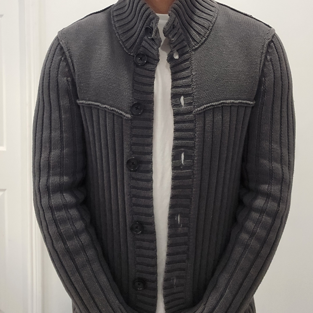 Express Men’s Size Large Grey Cable Knit Sweater